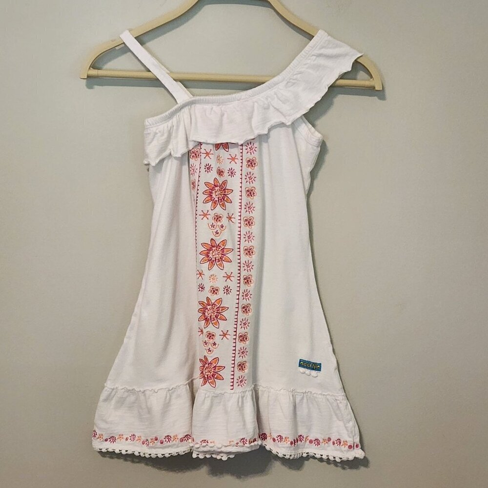 Naartjie off shoulder dress sz 4 girls white red ornament